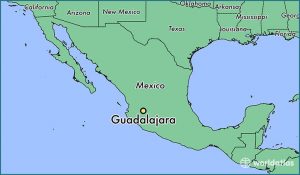 Map of Guadalajara, Mexico.