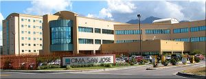 Large modern complex of the Cima Hospital in San Jose, Costa Rica.